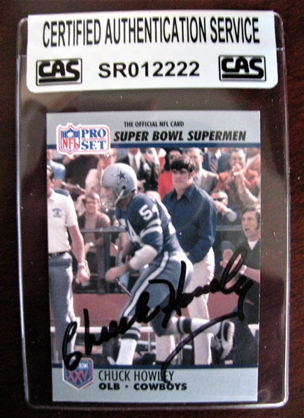 CHUCK HOWLEY SIGNED FOOTBALL CARD /CAS AUTHENTICATED  