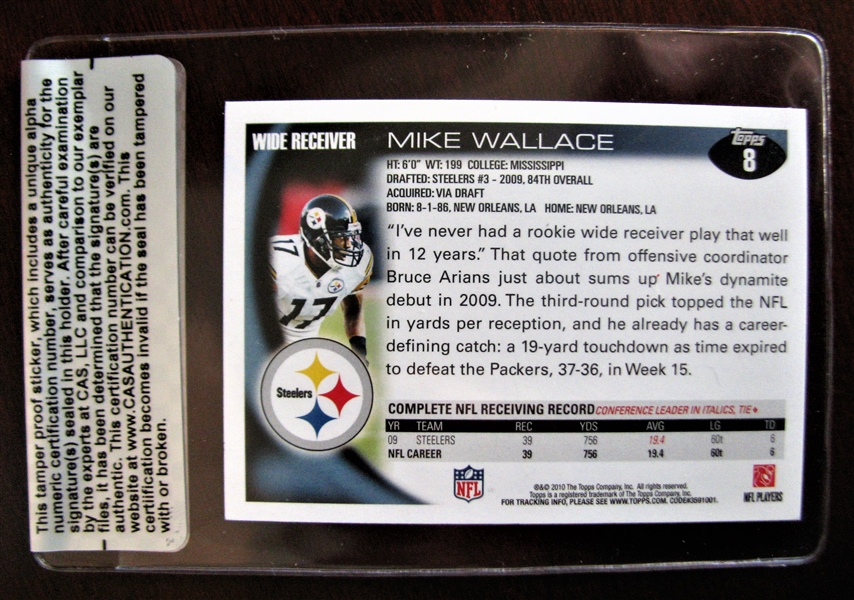 MIKE WALLACE SIGNED FOOTBALL CARD /CAS AUTHENTICATED  