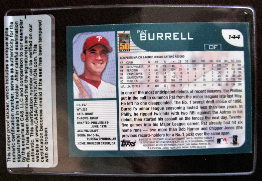 PAT BURRELL SIGNED BASEBALL CARD /CAS AUTHENTICATED