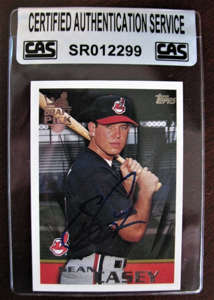 SEAN CASEY SIGNED BASEBALL CARD /CAS AUTHENTICATED