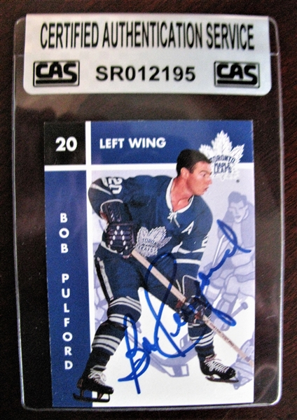 BOB PULFORD SIGNED HOCKEY CARD /CAS AUTHENTICATED
