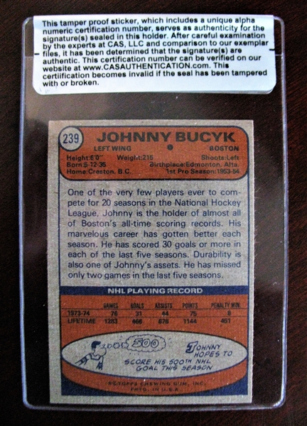 JOHN BUCYK SIGNED HOCKEY CARD /CAS AUTHENTICATED