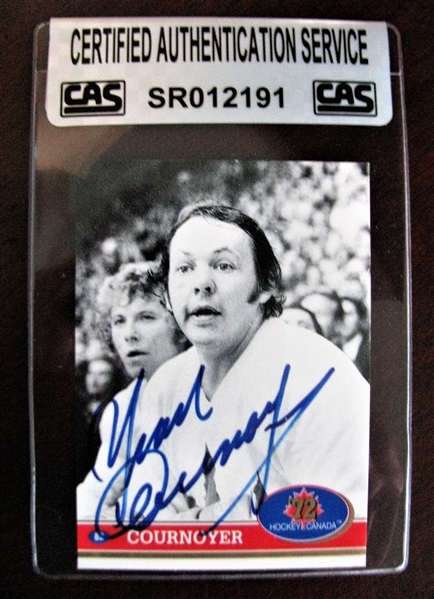 YVAN COURNOYER SIGNED HOCKEY CARD /CAS AUTHENTICATED