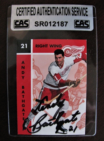 ANDY BATHGATE SIGNED HOCKEY CARD /CAS AUTHENTICATED