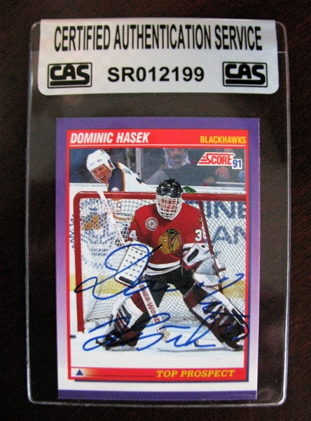 DOMINIC HASEK SIGNED HOCKEY CARD /CAS AUTHENTICATED