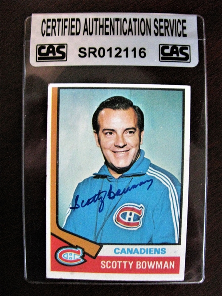 SCOTTY BOWMAN SIGNED HOCKEY CARD /CAS AUTHENTICATED