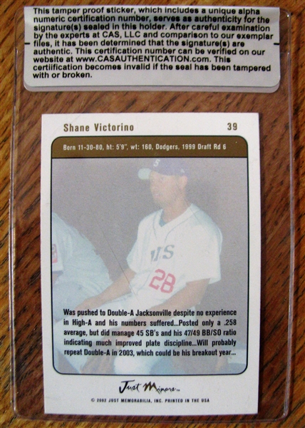 SHANE VICTORINO SIGNED BASEBALL CARD /CAS AUTHENTICATED