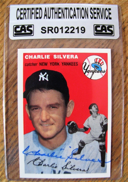CHARLIE SILVERA SIGNED BASEBALL CARD /CAS AUTHENTICATED
