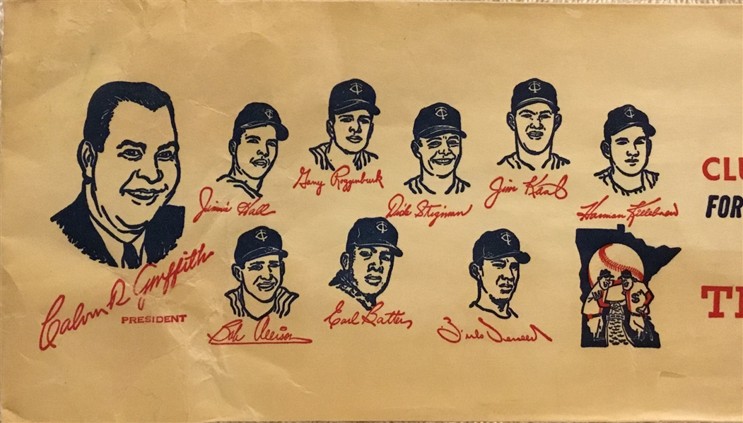 1963 MINNESOTA TWINS GIVE-AWAY SHOEHORN w/PICTURE ENVELOPE