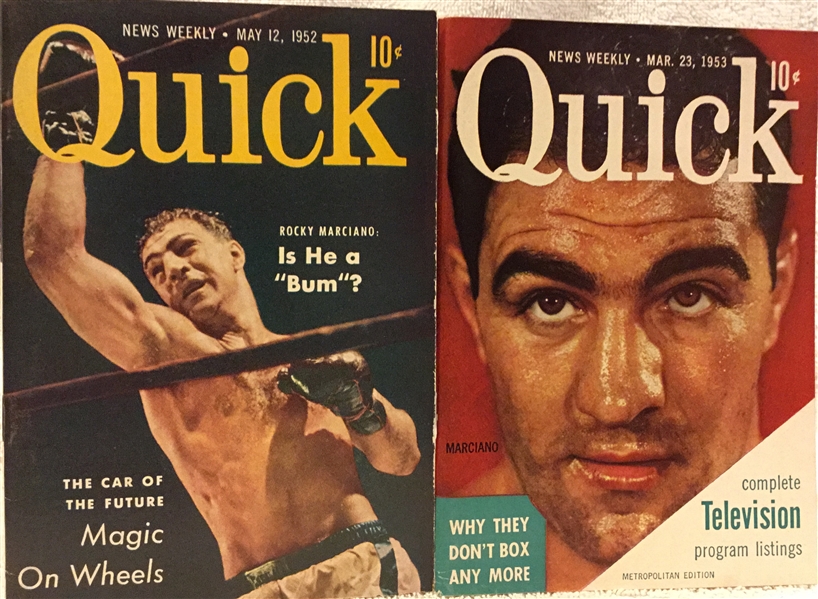 1952 & 1953 QUICK MAGAZINES w/ROCKY MARCIANO COVERS - 2