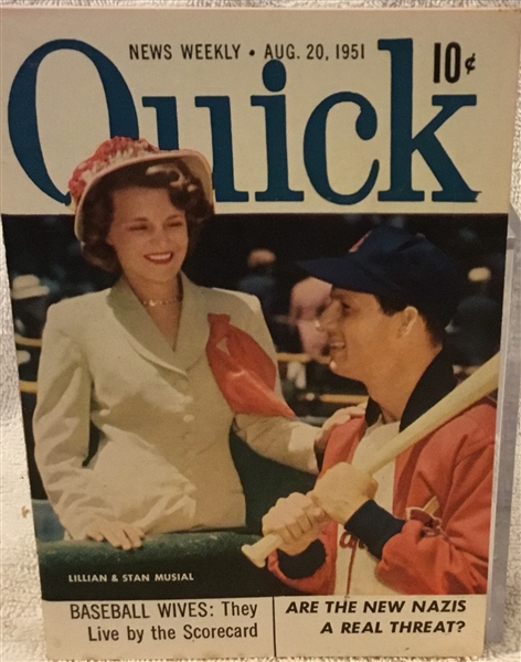 AUGUST 20, 1951 QUICK MAGAZINE w/MUSIAL COVER