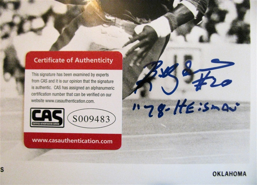 BILLY SIMS 78 HEISMAN SIGNED PHOTO /CAS AUTHENTICATED
