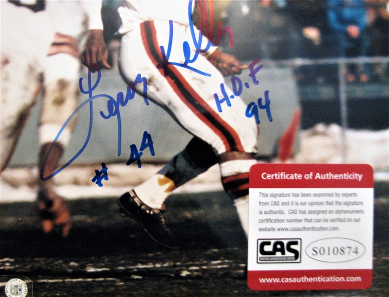 LEROY KELLY #44 HOF 94 SIGNED COLOR PHOTO /CAS AUTHENTICATED