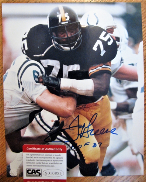 MEAN JOE GREEN HOF 87 SIGNED COLOR PHOTO /CAS AUTHENTICATED