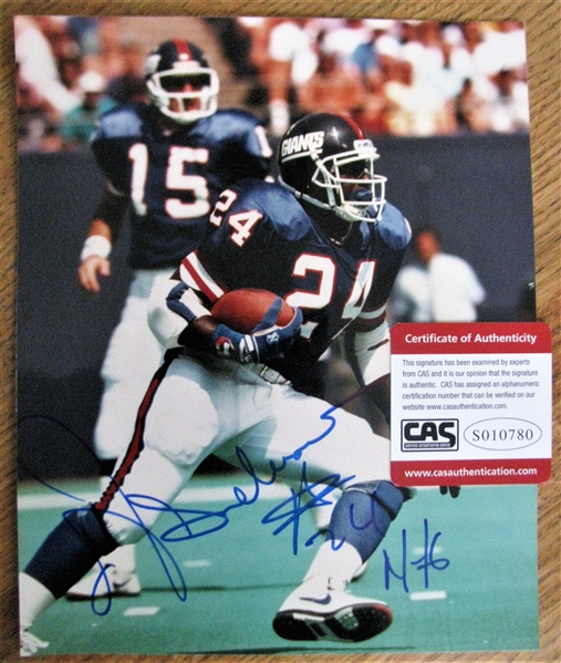 OJ ANDERSON #24 NYG SIGNED COLOR PHOTO /CAS AUTHENTICATED