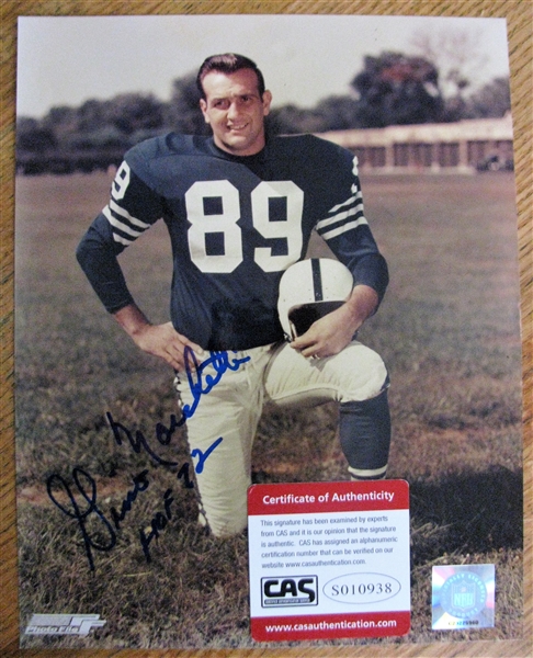 GINO MARCHETTI HOF 72 SIGNED COLOR PHOTO /CAS AUTHENTICATED