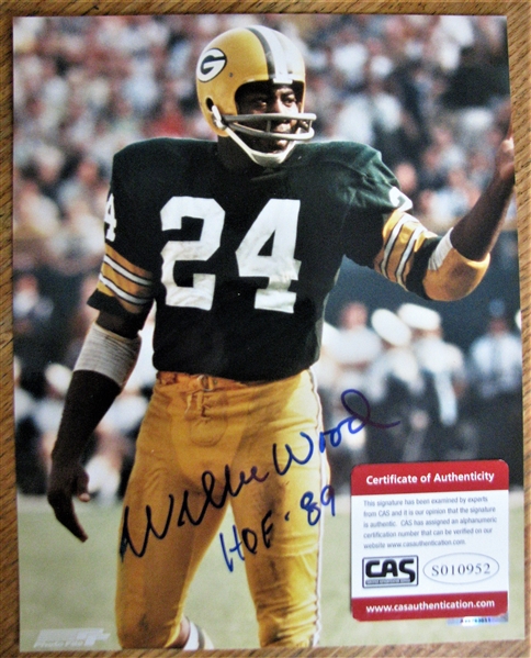 WILLIE WOOD HOF 89 SIGNED COLOR PHOTO /CAS AUTHENTICATED