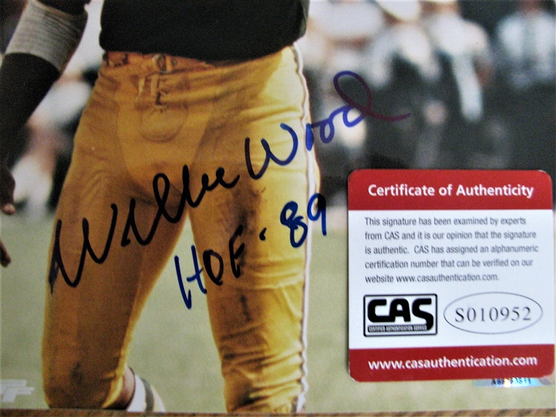 WILLIE WOOD HOF 89 SIGNED COLOR PHOTO /CAS AUTHENTICATED