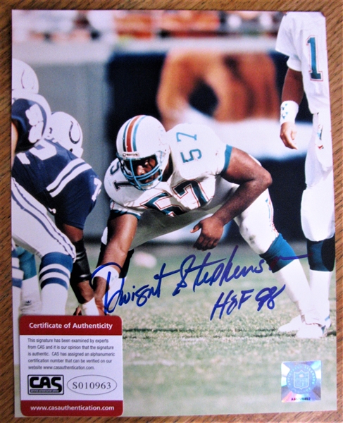 DWIGHT STEPHENSON HOF 98 SIGNED COLOR PHOTO /CAS AUTHENTICATED