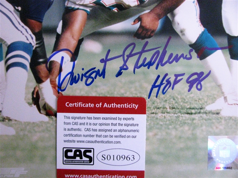 DWIGHT STEPHENSON HOF 98 SIGNED COLOR PHOTO /CAS AUTHENTICATED