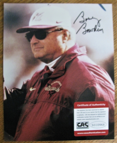 BOBBY BOWDEN SIGNED COLOR PHOTO /CAS AUTHENTICATED