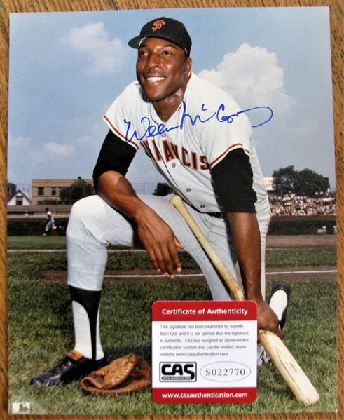 WILLIE McCOVEY SIGNED COLOR PHOTO /CAS AUTHENTICATED