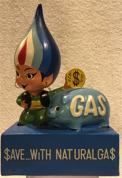 60's NATURAL GAS GENIE ADVERTISING BOBBING HEAD / BANK