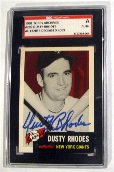 DUSTY RHODES SIGNED 1991 TOPPS ARCHIVES - 1953  SGC SLABBED & AUTHENTICATED