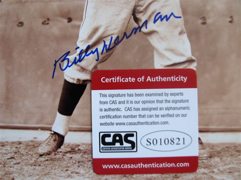 BILLY HERMAN SIGNED PHOTO /CAS AUTHENTICATED