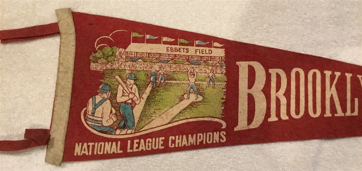 VINTAGE BROOKLYN DODGERS NATIONAL LEAGUE CHAMPIONS PENNANT