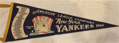 1960 NEW YORK YANKEES "AMERICAN LEAGUE CHAMPIONS" PENNANT