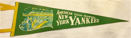30s  NEW YORK YANKEES "AMERICAN LEAGUE CHAMPIONS" PENNANT