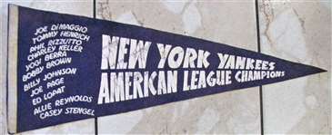 1950 NEW YORK YANKEES "AMERICAN LEAGUE CHAMPIONS" PENNANT
