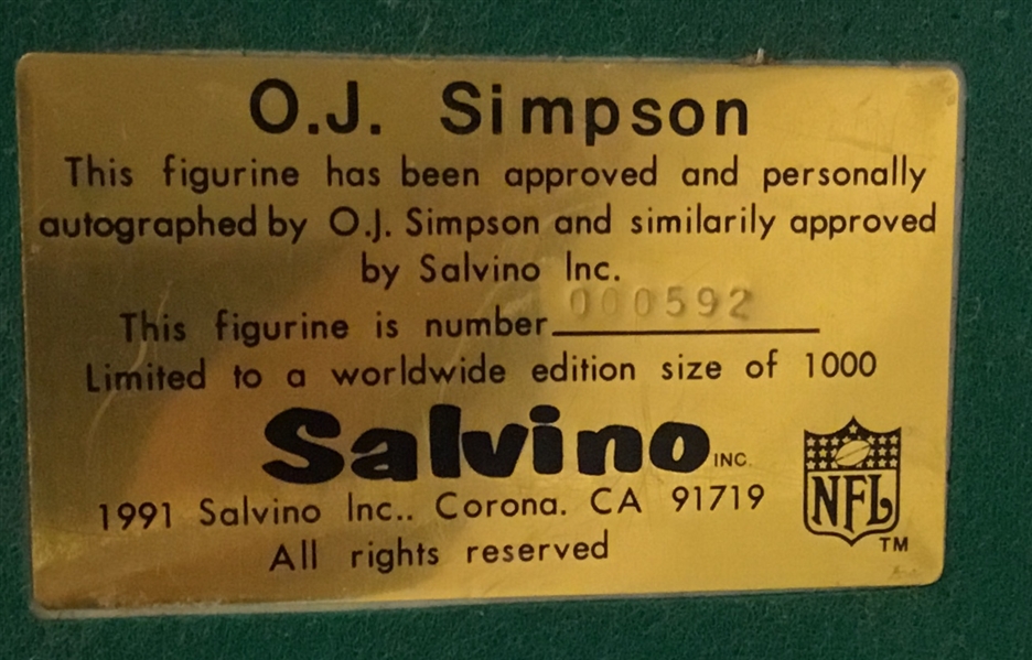 1991 O.J. SIMPSON SIGNED  SALVINO STATUE w/COA