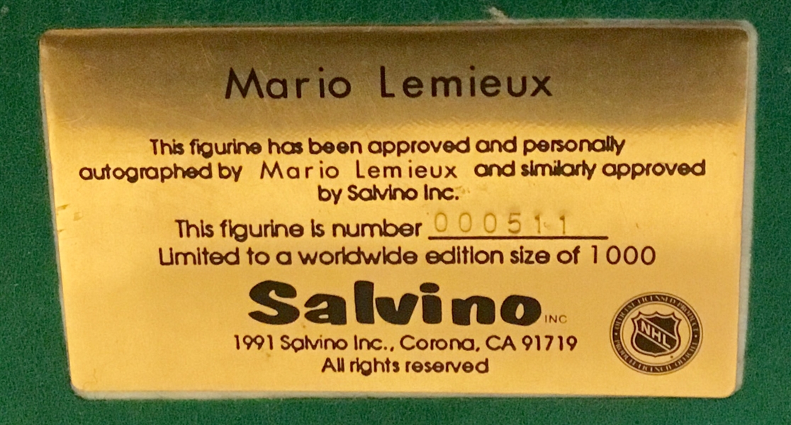 1991 MARIO LEMIEUX SIGNED SALVINO STATUE