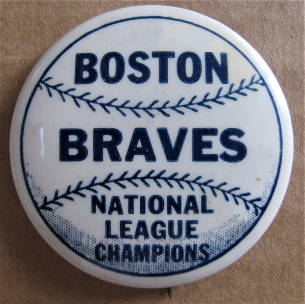 VINTAGE BOSTON BRAVES NATIONAL LEAGUE CHAMPIONS PIN
