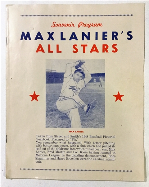 1948 MAX LANIER'S ALL-STARS PROGRAM - BANNED MLB PLAYERS