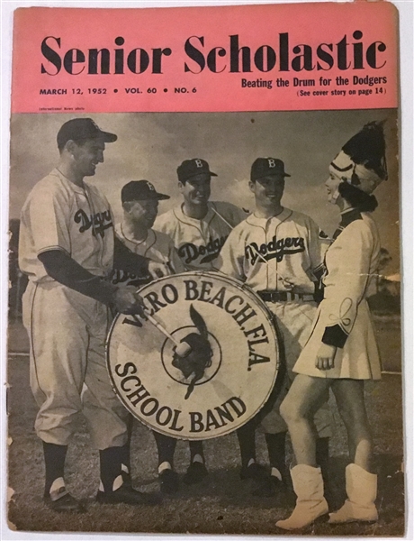 1952 SENIOR SCHOLASTIC MAGAZINE w/BROOKLYN DODGERS COVER