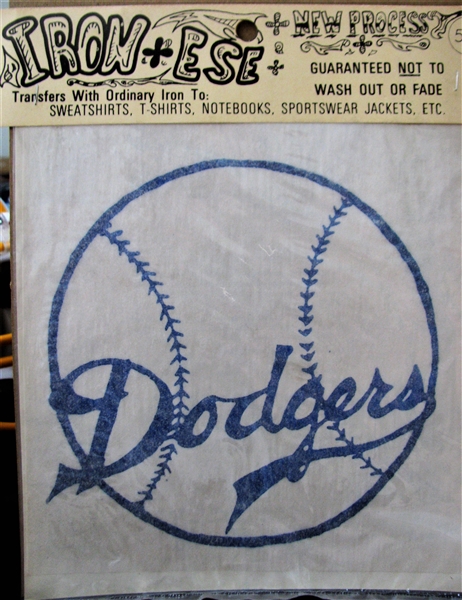 VINTAGE DODGERS IRON-ESE TRANSFERS ON HEADER CARD