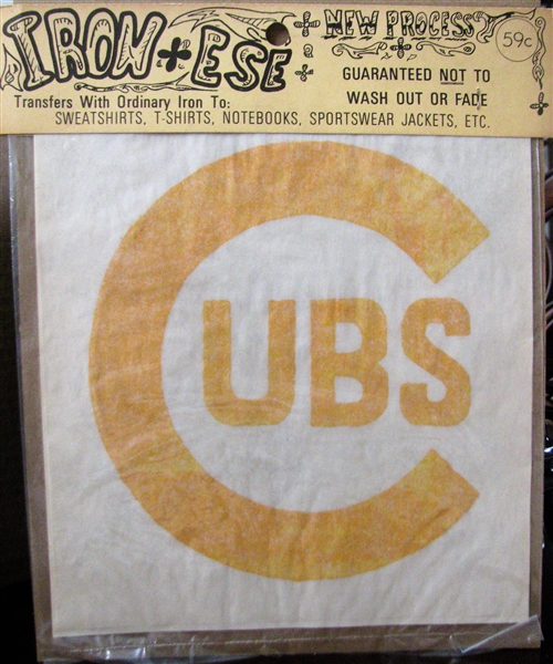 VINTAGE CHICAGO CUBS IRON-ESE TRANSFERS ON HEADER CARD