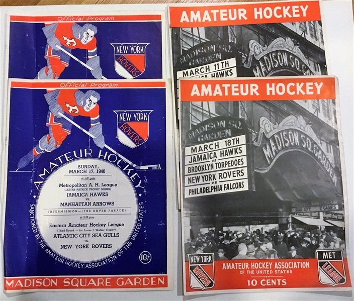 VINTAGE NEW YORK ROVERS HOCKEY PROGRAMS FROM MADISON SQUARE GARDEN