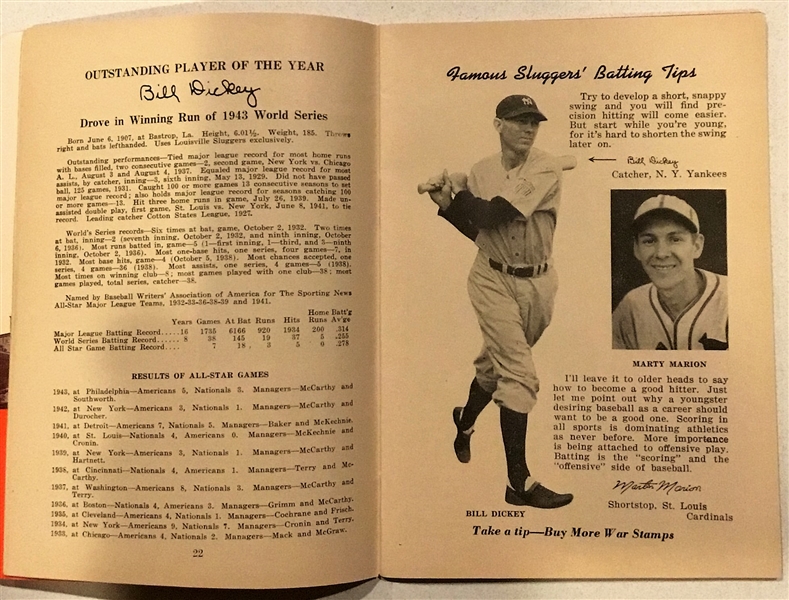 1944 FAMOUS SLUGGER YEAR BOOK w/STAN MUSIAL COVER