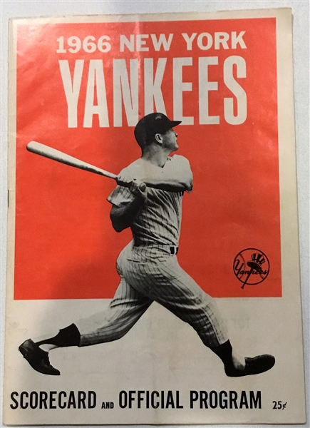 1966 NEW YORK YANKEES PROGRAM w/MICKEY MANTLE COVER