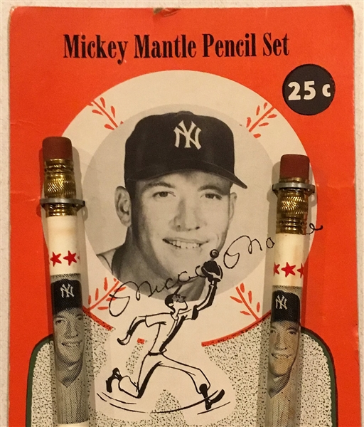 60's MICKEY MANTLE PENCIL SET