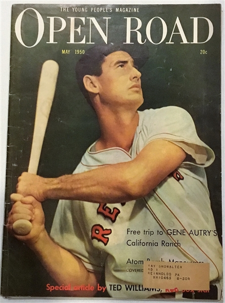 1950 OPEN ROAD MAGAZINE w/TED WILLIAMS COVER