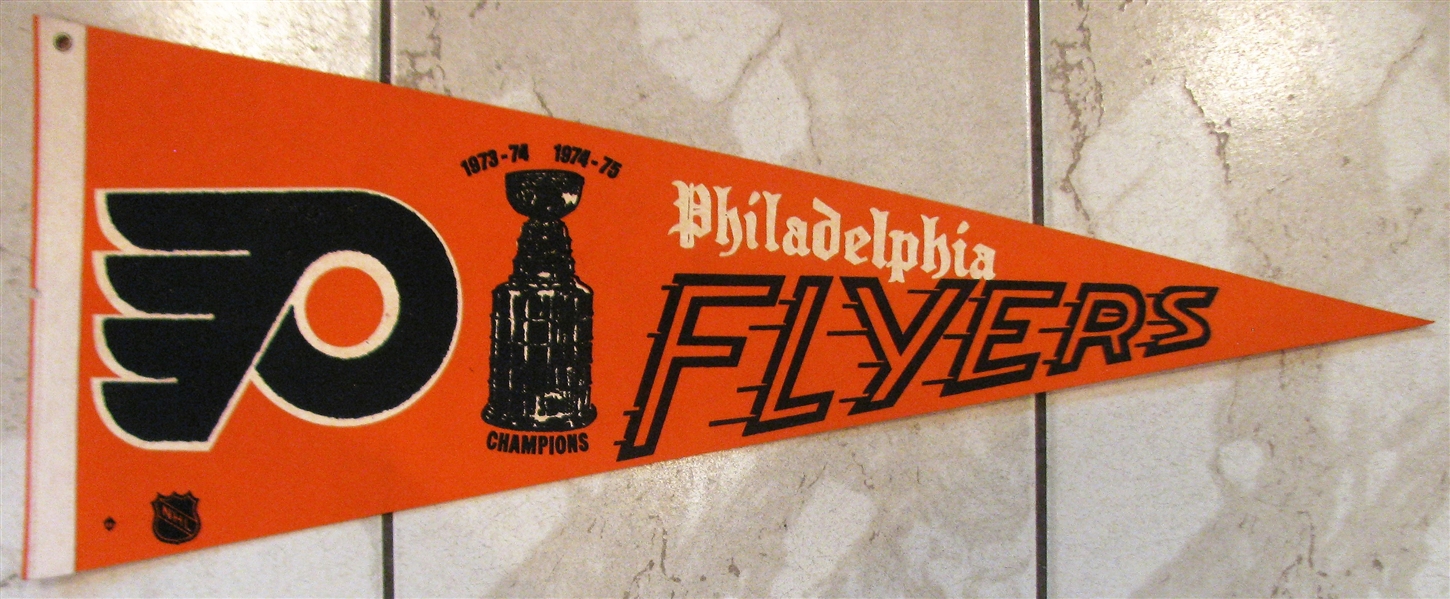 PHILADELPHIA FLYERS STANLEY CUP CHAMPIONS 73/74 & 74/75 PENNANT