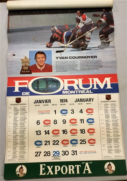 1973-74 MONTREAL CANADIANS CALENDAR