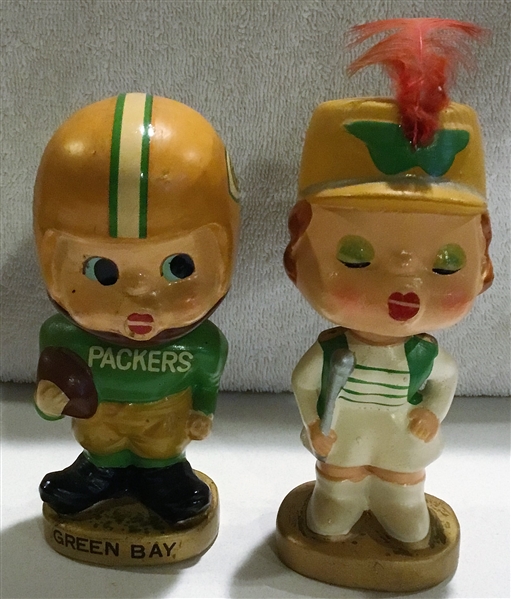 60's GREEN BAY PACKERS KISSING PAIR BOBBING HEADS- HARD TO FIND VARIATION