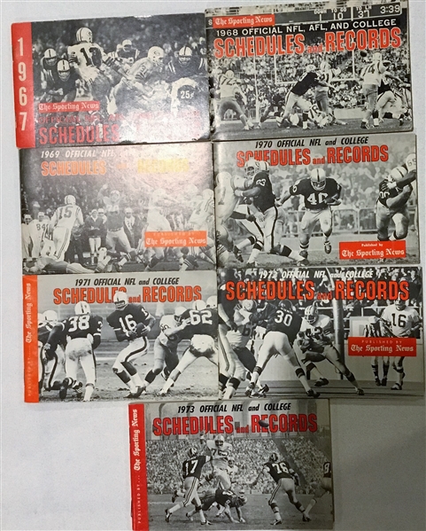 1967 - 1973 SPORTING NEWS FB SCHEDULE BOOKLETS -7 DIFFERENT