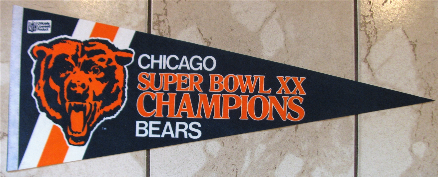 CHICAGO BEARS SUPER BOWL XX CHAMPIONS PENNANT
